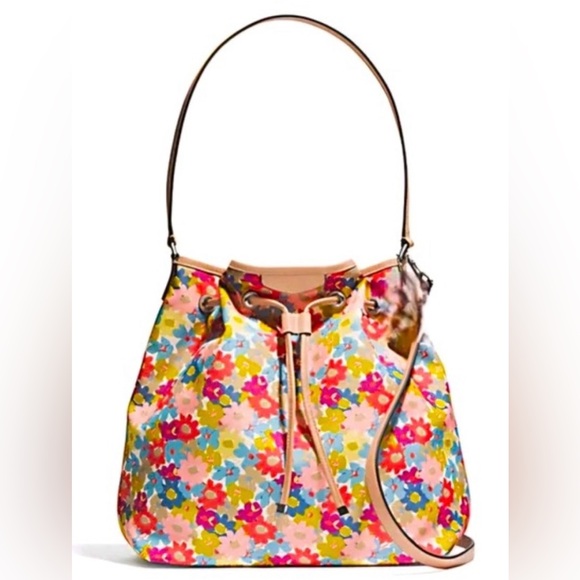 Coach Multicolor Floral Drawstring Bucket Bag - Picture 1 of 17
